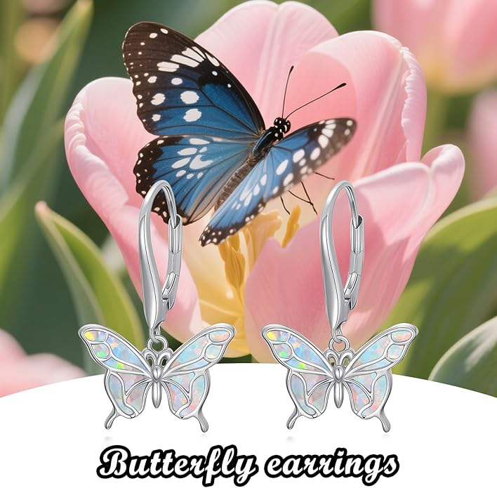 Phoenix/Dragonfly/Hummingbird/Butterfly/Dove Earrings 925 Sterling Silver Opal Animal Dangle Earrings Opal Jewelry Christmas Gifts for Women