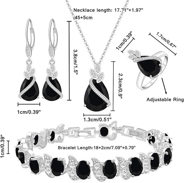 ZCGJWE Wedding Jewelry Set for Women Gem Necklace Earrings Bracelet Luxury Jewelry Set Birthday Valentine's Day Mother's Day Christmas Prom Jewelry Gift