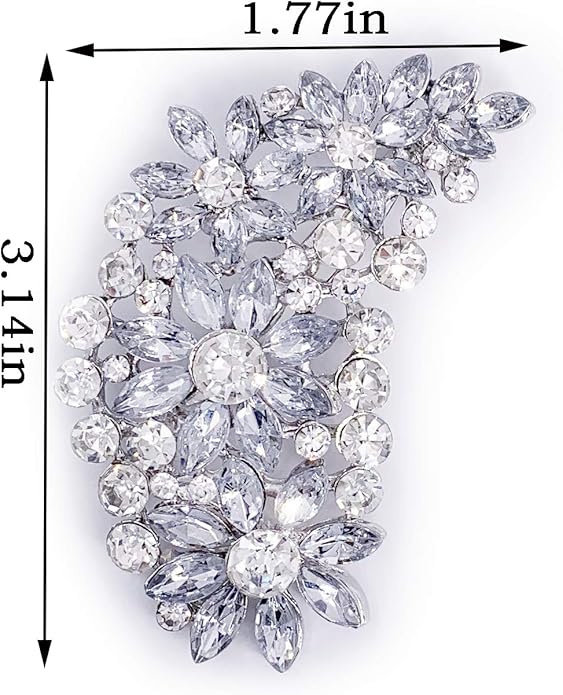 LAXPICOL Vintage Austrian Crystal Flower Leaf Bouquet Clusters Large Big Brooch Pin for Women Gold Tone