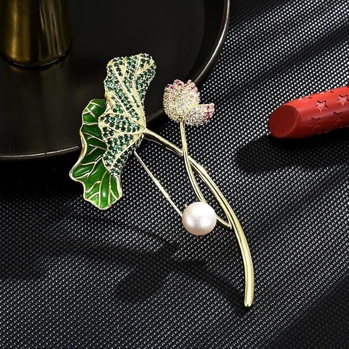 Flower Brooch Pin - Rhinestone Flower Pin 18k Gold Plated - Thanksgiving Day, Birthday, Wedding Gifts for Mom, Wife