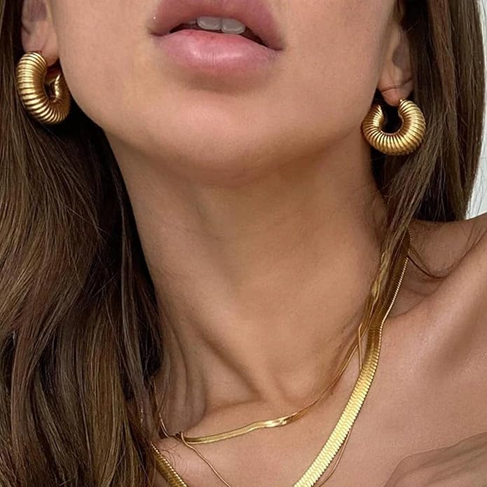 36 Pairs Gold Hoop Earrings Set for Women, Fashion Chunky Gold Hoop Earrings Multipack, Hypoallergenic Pearl Chain Twisted Statement Earring Pack for Birthday Party Jewelry