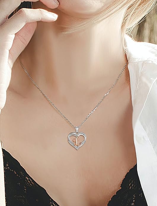 INFUSEU Unique Initial Necklaces for Women Girls Small Heart Letter Jewelry, Meaningful Personalized Gifts