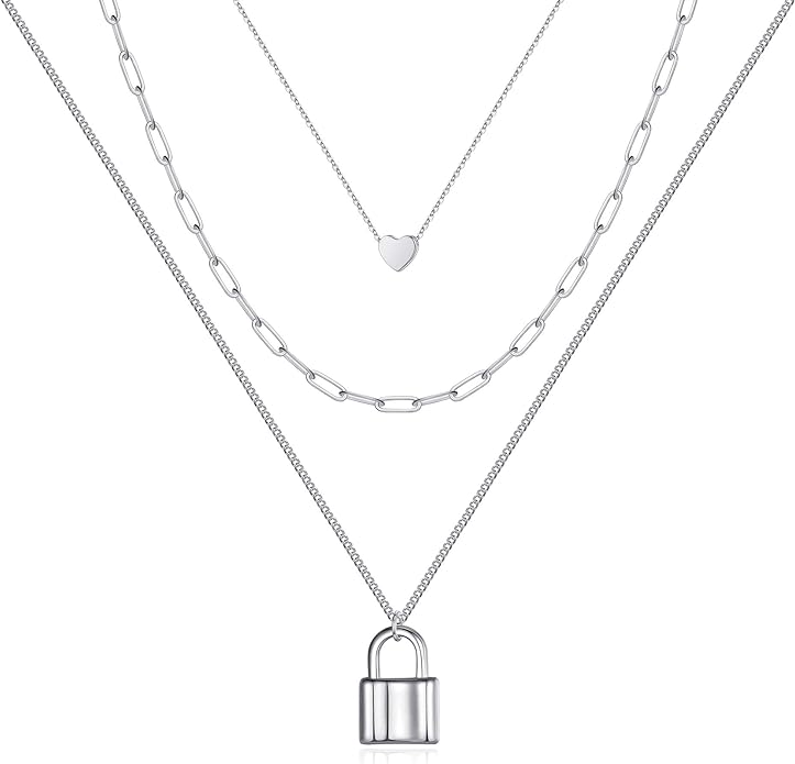 Turandoss Dainty Layered Choker Necklace, Handmade Y Pendant Necklace Multilayer Bar Disc Necklace Adjustable Layering Choker Necklaces for Women