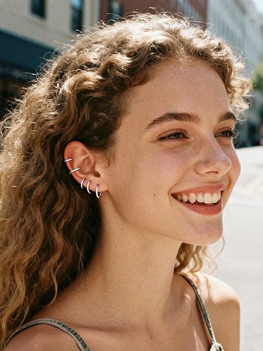 Silvora 925 Sterling Silver Small Hoop Earrings for Women Huggie Earrings Hypoallergenic Cartilage Earrings Tiny Hoops 6mm/8mm/10mm/12mm/14mm/16mm/18mm/20mm