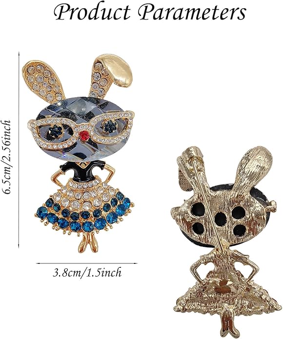 Rhinestone Rabbit Brooches for Women, Sparkling Crystal Alloy Lapel Pin, Vintage Animal Jewelry for Blazers, Sweaters, Scarves, Tote Bags - Versatile Accessories for Daily Wear, Parties, Weddings