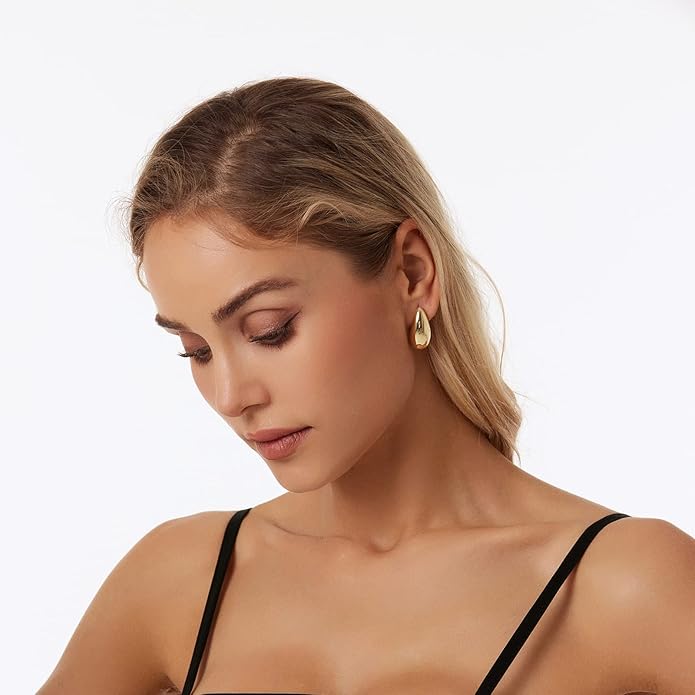 14K Gold Plated Hoop Earrings for Women Triple Huggie Illusion Stud Earring | Double Huggie Hoop Earrings for One Hole | Claw Ear Cuff Earring Jewelry Gift for Women