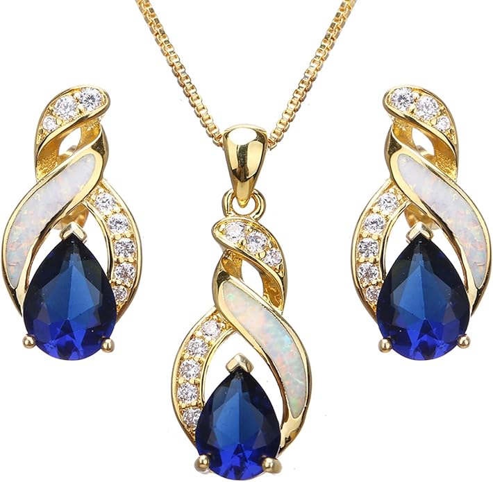 Hermosa Jewelry Sets Australian Created Opal Necklace Earrings Mother's Day Gifts Jewelry for Mom