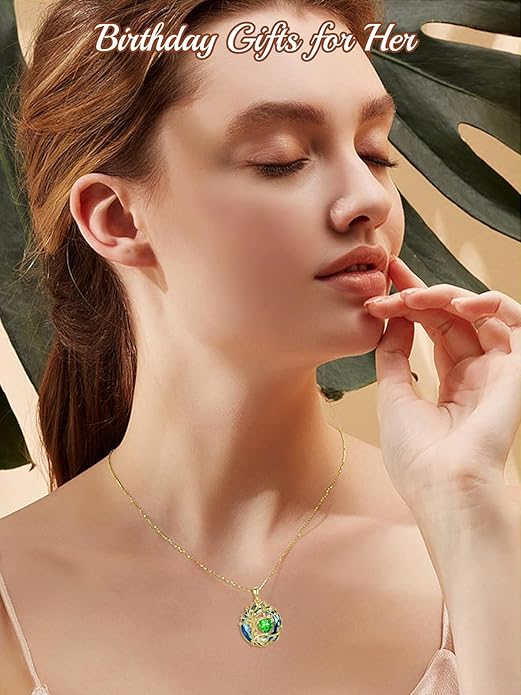 TOUPOP Christmas Gifts Tree of Life Birthstone Necklace 925 Sterling Silver Pendant Austrian Crystal Jewelry Anniversary Birthday Gifts for Women Mom Her Wife