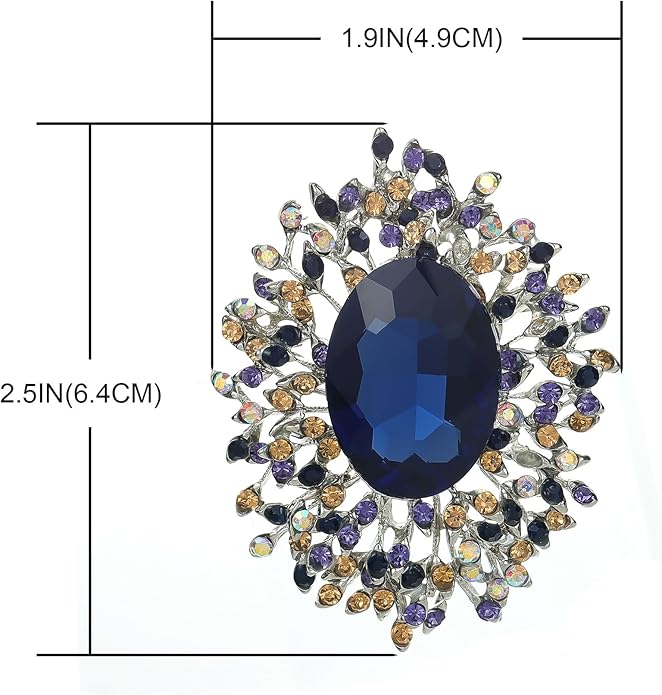 YOQUCOL Elegant Colorful Cubic Zirconia Crystal Bright Rhinestone Brooch Pins for Women Grils