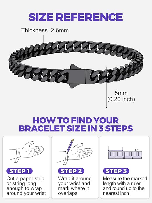 Richsteel 5/7/9/12mm Wide Miami Cuban Link Chain Bracelet for Men Women,Stainless Steel/Gold/Black Plated,7.4/8.2/9 Inch Length,Hip Hop Urban Street-wear Jewelry(Gift Wrapped)