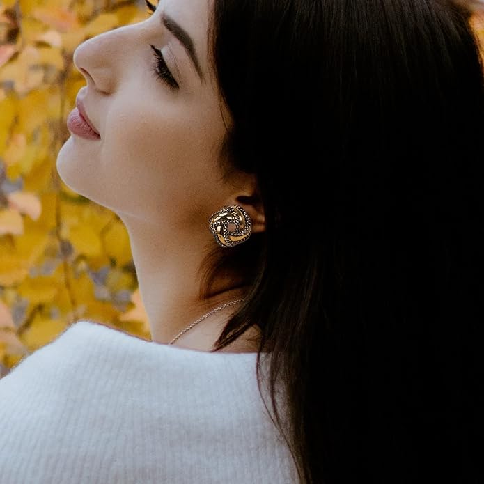 Two Tone Earrings for Women Gold and Silver Crossover Half Hoop Statement Earring Designer Stud Earrings