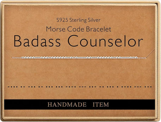 Monily Inspirational Gifts for Women Morse Code Bracelets for Women Funny Bracelet for Friend Funny Gift for Women Sterling Silver Bracelet for Women