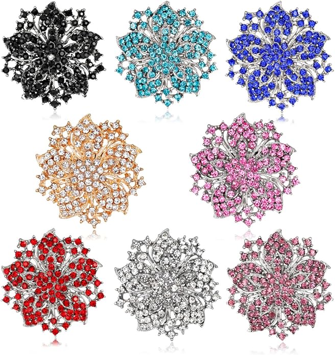 Rhinestone Bauhinia Flower Brooch Pin - Elegant Clothing Accessory for Women - Big Crystal Flower Brooch for Christmas, Halloween, Birthday, Party, Wedding Costume Jewelry