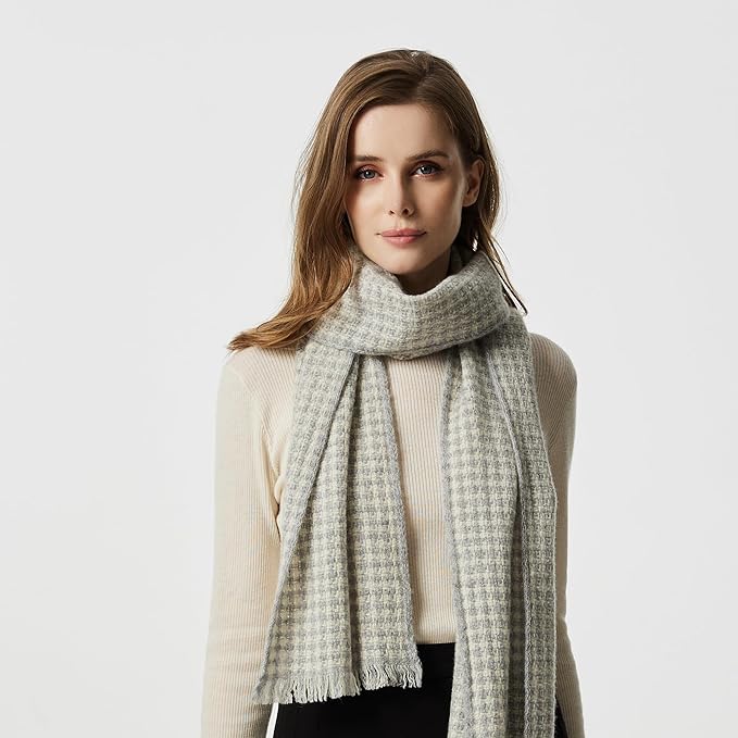 EURKEA 100% Cashmere 2025 Winter Scarf for Women Fringed Edges Warm & Soft Lightweight Solid/Plaid/Two-Tone Free Size