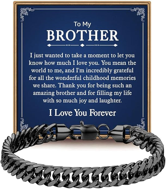 IEFLIFE Bracelet Gifts for Men Him - Silver/Black Stainless Steel Cuban Link Chain Bracelet Gifts for Son Grandson, Fathers Day Anniversary Birthday Gift for Men Husband, 8mm Bracelets Gift Jewelry