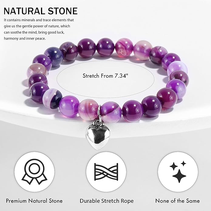 VIBILIA Cross Beaded Bracelets for Women, Inspirational Natural Heart Religious Bracelets for Women, Birthday Christian Gifts for Women on Thanksgiving Christmas Gifts
