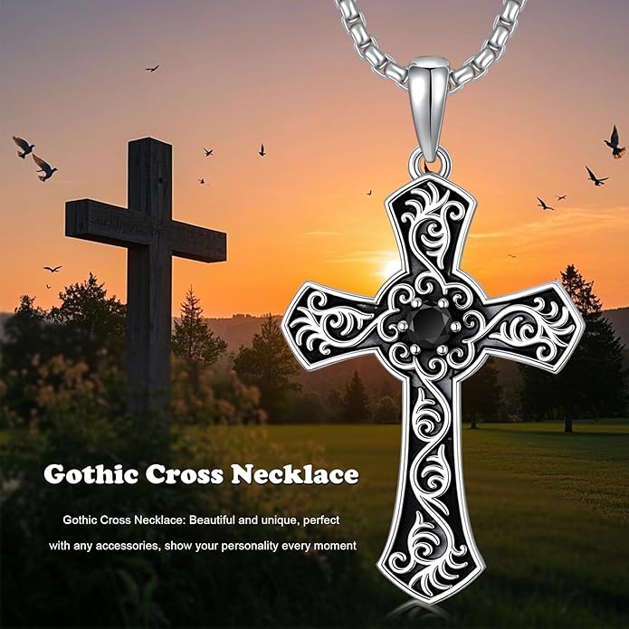 Cross Necklace for Men 925 Sterling Silver Celtic Cross Pendant Christian Jewelry Religious Christmas Gifts for Women