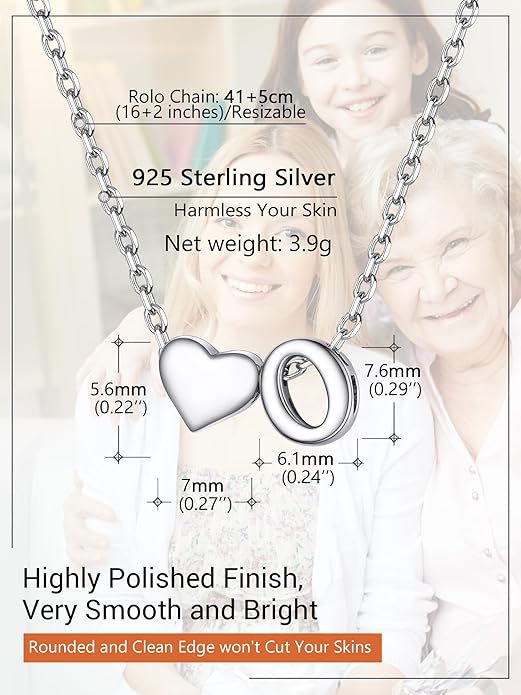 PROSILVER Initial Heart Necklace for Women, 925 Sterling Silver Tiny Heart Letter Necklace Siver, Gold Necklace, Come with Box