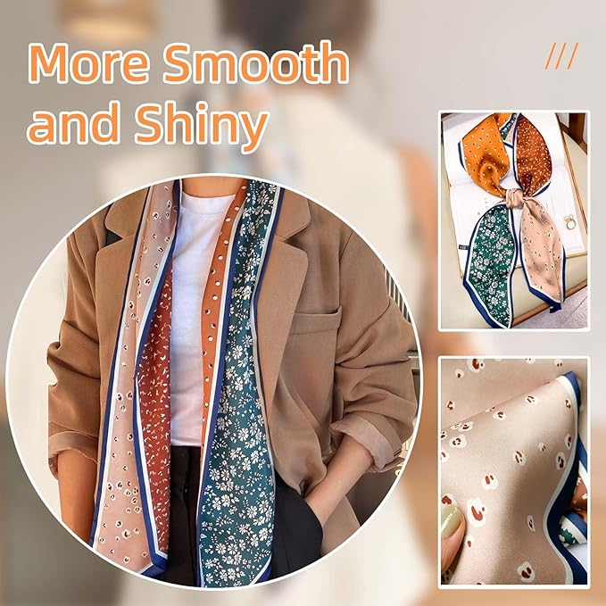Dailyacc Hair Scarf for Women Fashion Silky Satin Headscarf Wrap Breathable Lightweight Neck Scarves For Handbag