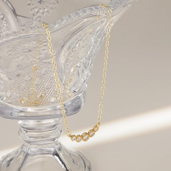 Cubic Zirconia Necklace, Dainty 14k Gold Plated Diamond Necklaces For Women Choker Necklace Simple Gold Plated CZ Jewelry Necklaces for Women Trendy Gifts