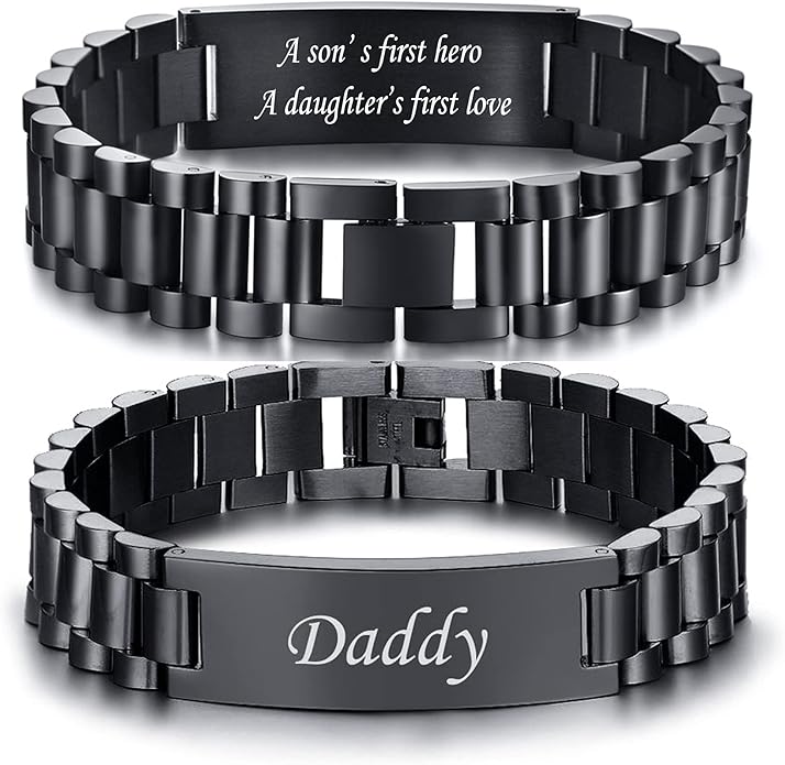 VNOX Masculine Watch Band Stainless Steel Link Bracelet Personalized Jewelry Gift for Men DAD Father Husband Boyfriend