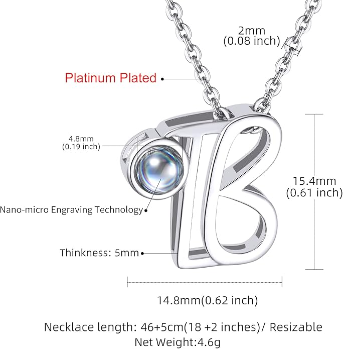 Custom4U Personalized Initial Picture Necklace for Women, Projection Necklace with Picture Inside, Gold/Silver Letter Pendant Necklace, Custom Photo Gifts for Mom Wife Birthday Valentines