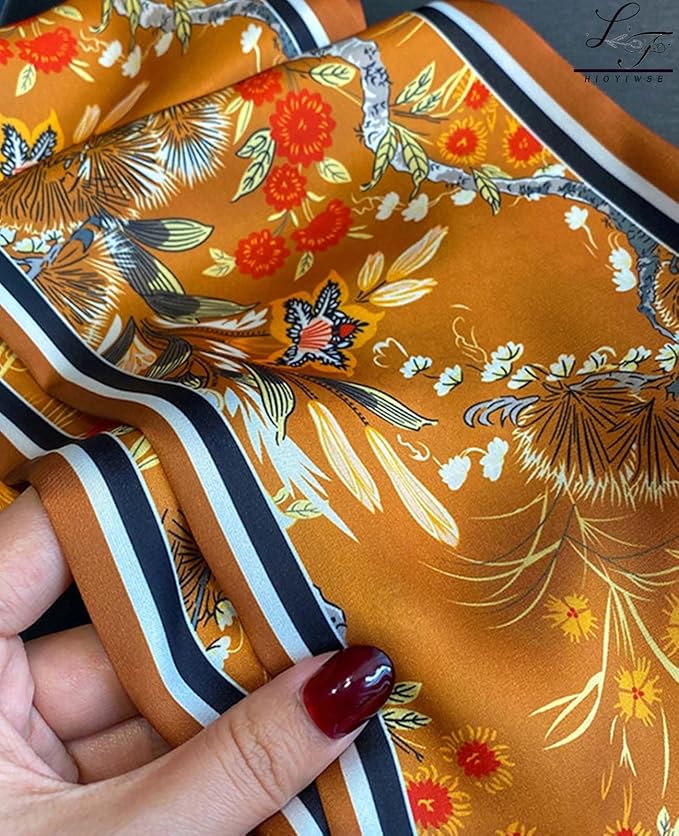 Hioyiwse Head Scarf Hair Neck Scarves For Women Purse Bag Scarfs For Handbags Silky Long Thin Satin Headscarf Fashion