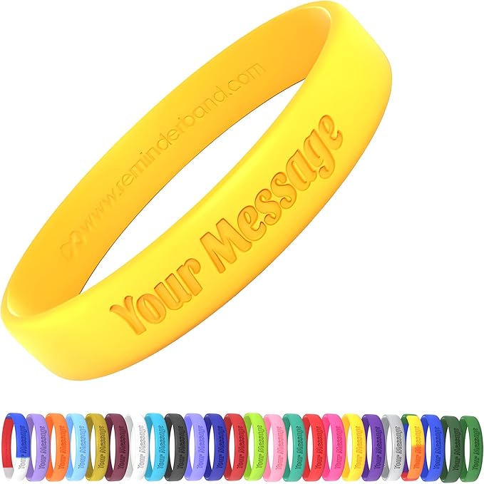 Reminderband Custom Silicone Bracelet – Motivational Wristbands, Bulk Personalized Bands for Events, Awareness, Fundraisers, Gifts – Custom Rubber Bracelets - 1/2" Classic