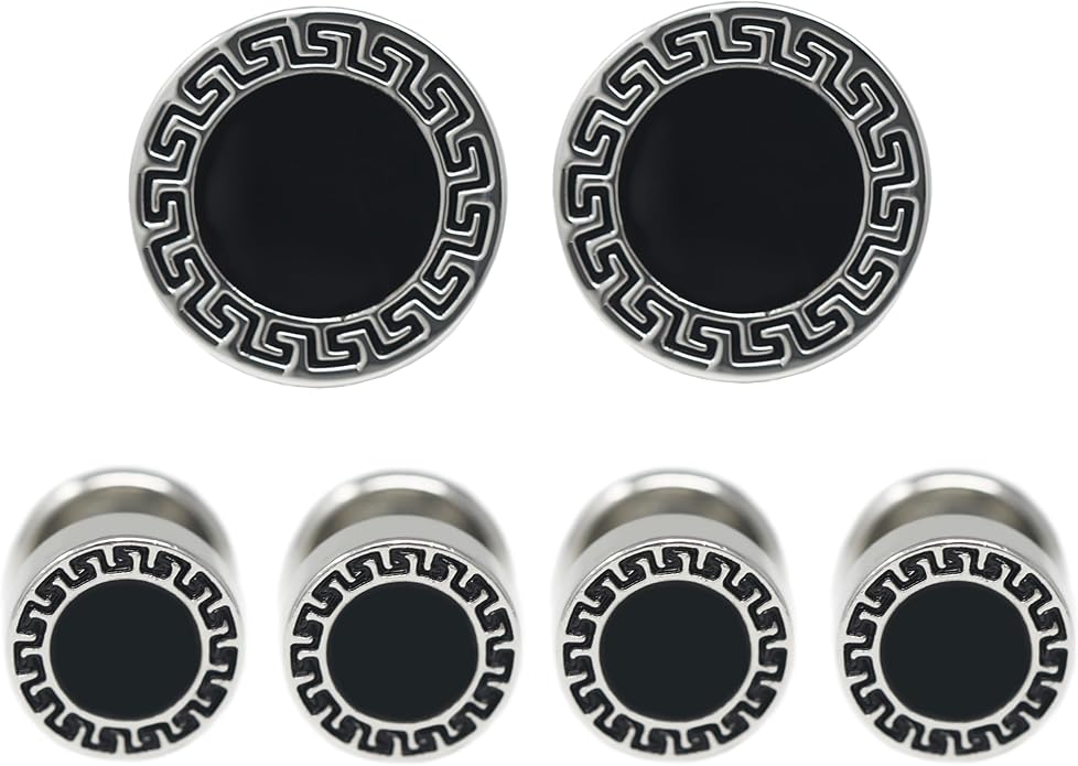 MENDEPOT Men Formal Wear Dress Shirt Cufflinks And Studs Set With Box Wedding Groom Groomsmen Gift