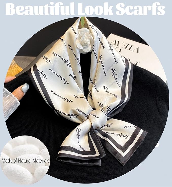 kcctoo 59" Mulberry Silk Like Head Scarf Women's Fashion Square Neck Satin Scarfs for Bag Hair Scarves Gift 59 * 5.9”