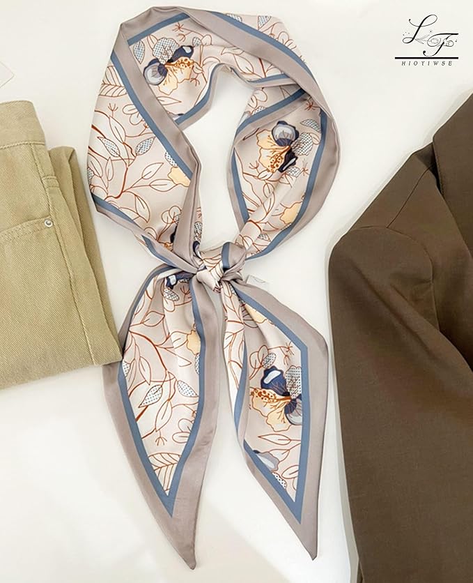Hioyiwse Head Scarf Hair Neck Scarves For Women Purse Bag Scarfs For Handbags Silky Long Thin Satin Headscarf Fashion