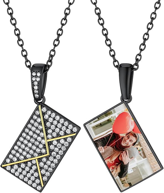 Supcare Locket Necklace That Holds Pictures-Engraved Photo Pendant Custom Jewellery Gifts for Men Women (with Jewellery Gift Box)