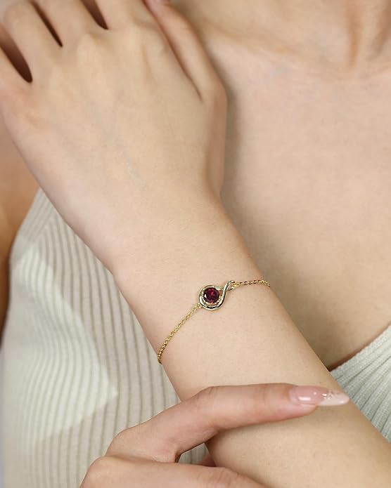 FANCIME Love Bracelet 925 Sterling Silver Infinity Birthstone Bracelets for Women Fine Jewelry Birthday Christmas Gifts for Her Mom Wife, Chain Length 6.7"+1.2" Extend