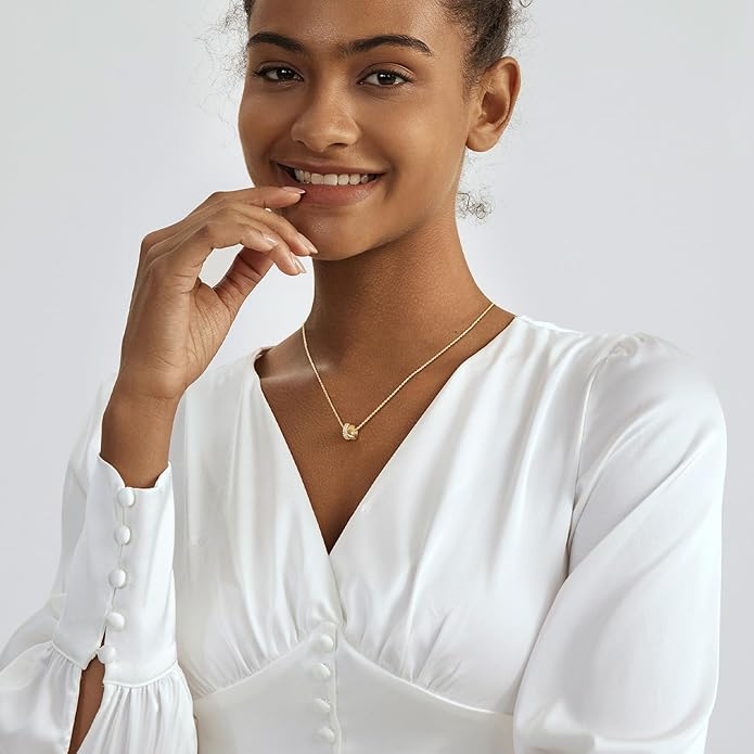 OGD Layered CZ Rondelle Pendant Necklaces for Women, 14K Gold Plated Trendy Mariner Chain Dainty Circle Rondelle Pendant Choker Necklace for Women Two-Toned Cubic Zirconia Gold Necklace