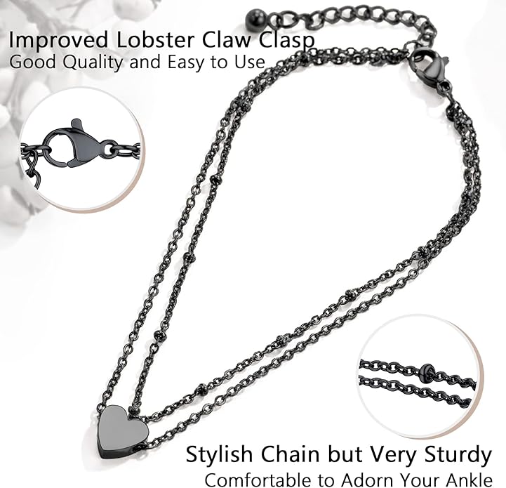 PROSTEEL Stainless Steel Chain Anklets for Women, Silver/Gold Tone, Ankle Bracelets Hypoallergenic, 8-10.5 Inch Adjustable, Come with Box