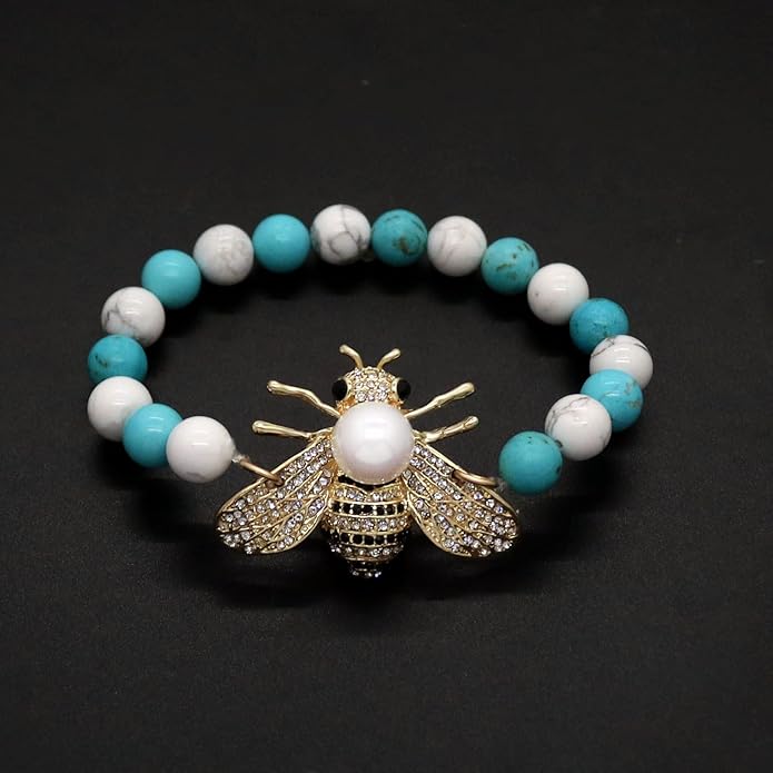 Honey Bee Brooches Crystal Insect Themed Bee Brooch Animal Fashion Shell Pearl Brooch Pin Gold Tone