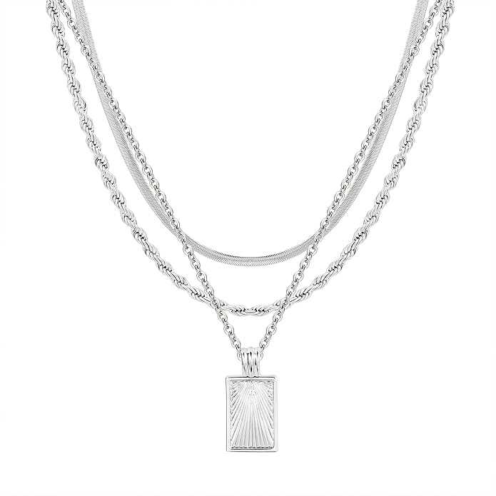 Gold/Silver Layered Necklaces for Women,Dainty 14k Gold Plated Stackable Choker Necklaces for Women,Trendy Layering Coin Chain Pendant Jewelry Set Gifts