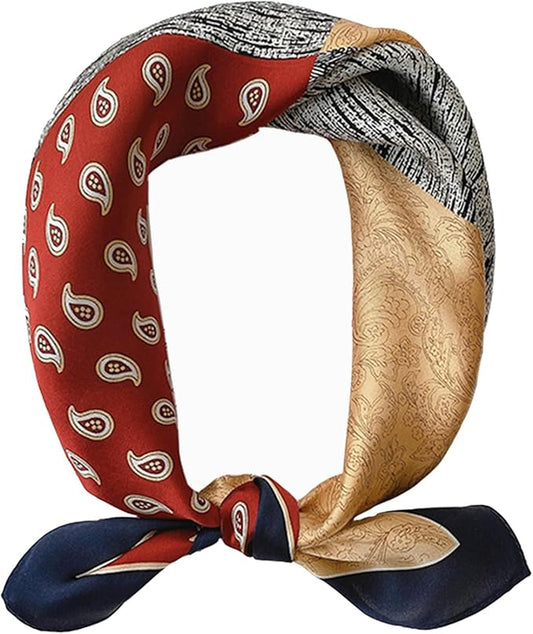 kcctoo 27.5" Mulberry Silk Feeling Head Scarf Women's Fashion Square Neck Satin Scarfs for Bag Hair Scarves Gift