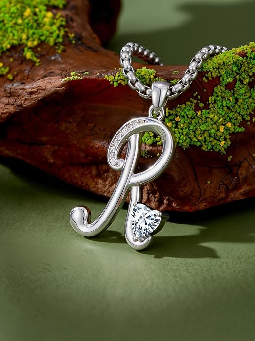 Christmas Gifts for Women Alphabet A to Z Initial Birthstone Pendant Necklaces for Women - 18k White Gold Plated Personalized Name Jewelry Valentine Mothers Day Birthday Gifts for Women Her Girlfriend
