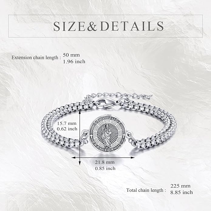 YFN Patron Saint Bracelet Sterling Silver Religious Protector Bracelet Jewelry Gift for Women Men