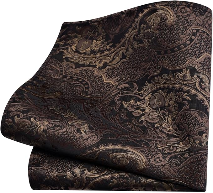 GUSLESON 8cm Paisley Tie Set for Men Necktie Lapel Pin Pocket Square Cufflinks Set for Men