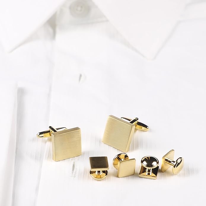 MENDEPOT Men Formal Wear Dress Shirt Cufflinks And Studs Set With Box Wedding Groom Groomsmen Gift