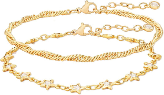 MTMY Gold Chain Bracelet for Women 14K Gold Plated Dainty Bracelets with Adjustable Chain Cute Bracelet Gold Trendy Jewelry