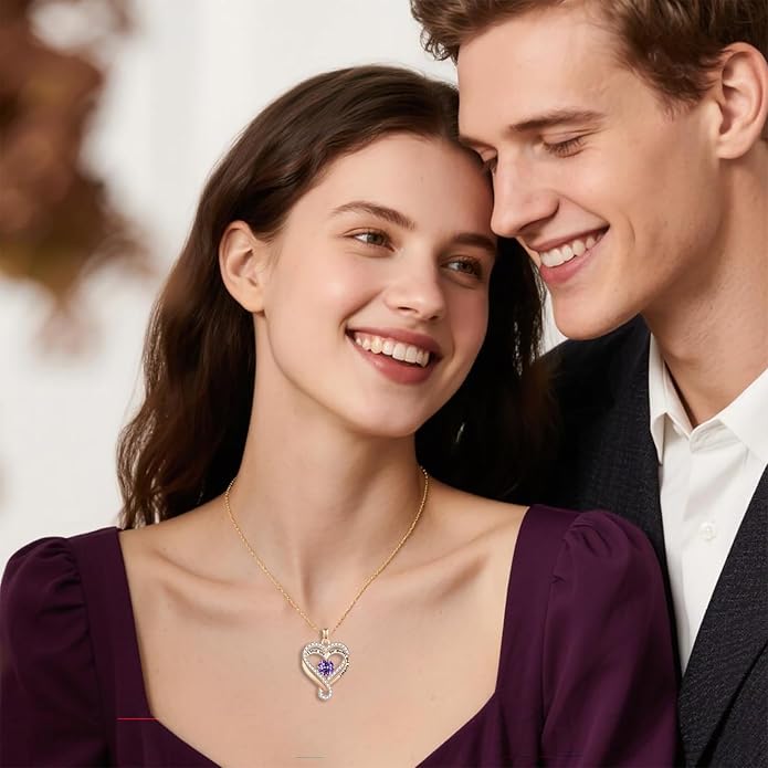 Birthstone Heart Necklaces for Women, Infinity Pendent S925 Sterling Silver Jewelry for Women, Wedding Anniversary, Birthday Mother’s Day Gifts for Mom, Mother, Wife, Girlfriend