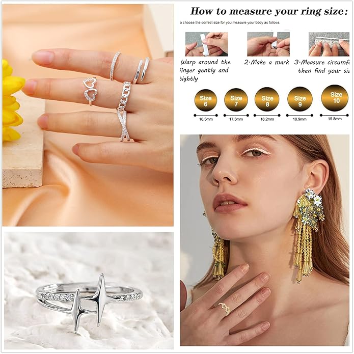 Honsny 14K Gold Plated Stacking Rings Set for Women, Stackable Knuckle Thumb Rings Thin Dainty Silver Rings for Women Wedding Eternity Band Simple Rose Gold Ring Size 4-11