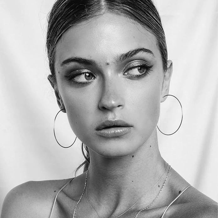 925 Sterling Silver Earrings Large Rhinestone Hoop Earrings Big Cubic Zirconia Hoop Earrings Thin Rhinestones Round Hoop Earrings for Women 20/30/40/50/60/70mm Sparkly Hoops With Crystals for Womens