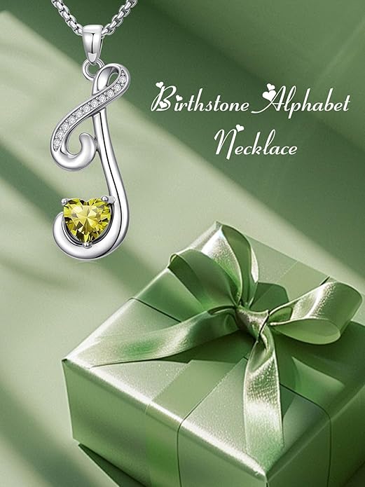 Christmas Gifts for Women Alphabet A to Z Initial Birthstone Pendant Necklaces for Women - 18k White Gold Plated Personalized Name Jewelry Valentine Mothers Day Birthday Gifts for Women Her Girlfriend
