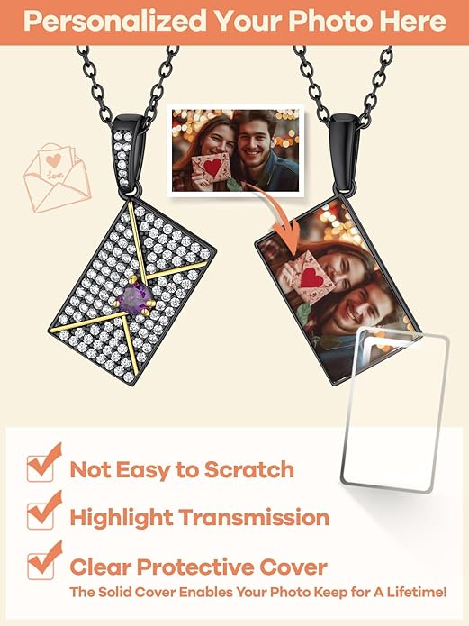 Supcare Locket Necklace That Holds Pictures-Engraved Photo Pendant Custom Jewellery Gifts for Men Women (with Jewellery Gift Box)