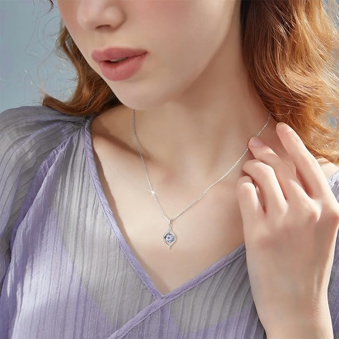 VONALA Evil Eye Necklace Sterling Silver Blue/Purple/White/Multi Eyes Pendant Necklace Luck Amulet Ojo Turco Jewelry Gift for Women Girls Daughter Mother