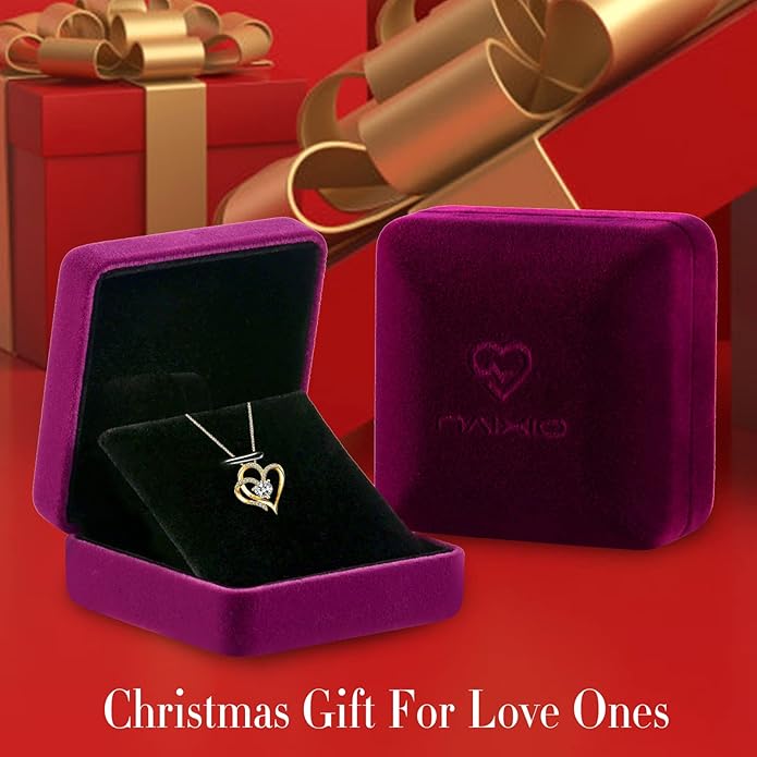 Double Heart Birthstone Necklace for Women - 925 Sterling Silver Adjustable Chain, 12-Month Cubic Zirconia Pendant, Gift for Wife/Girlfriend/Mom (Anniversary, Valentine's Day, Christmas)